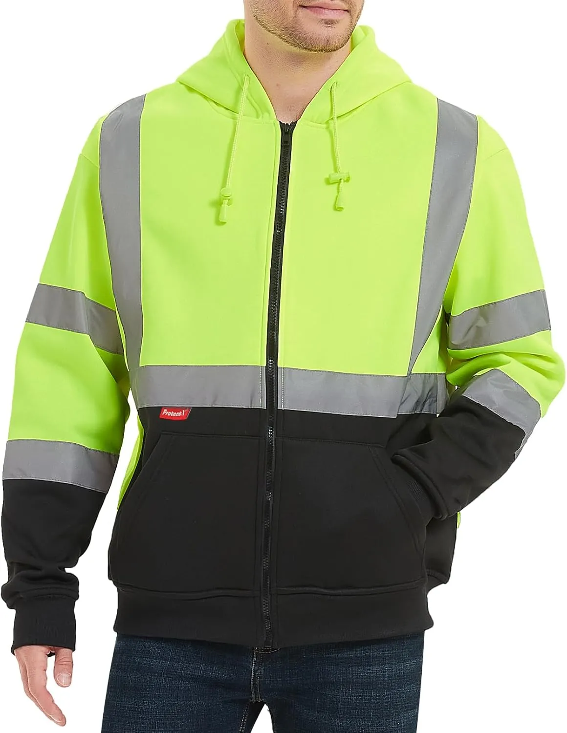 ProtectX Hi Vis Hoodie for Men Women High Visibility Safety Sweatshirt Reflective with Pockets for Construction Work Class 3