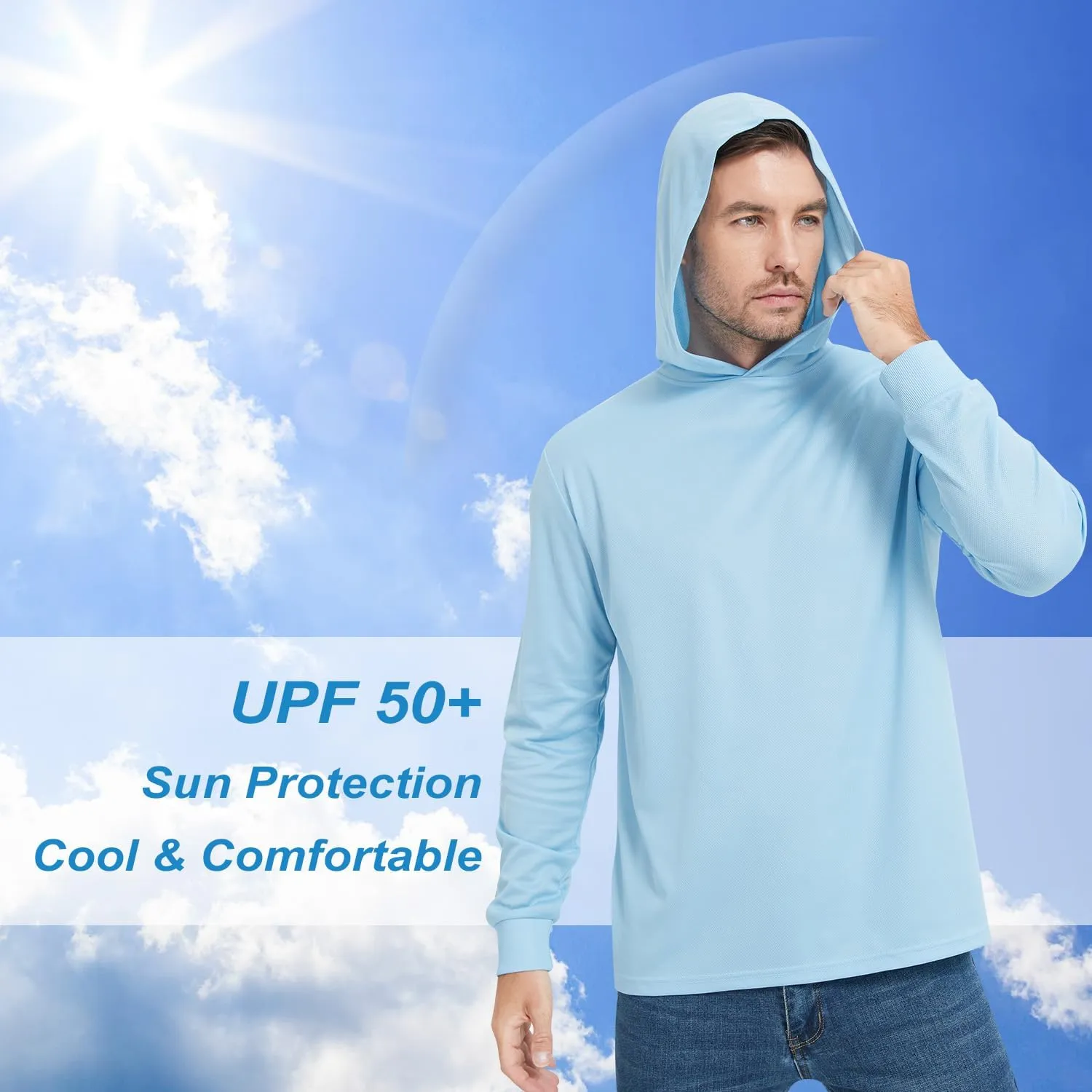 ProtectX High Visibility Sun Protection Lightweight Long Sleeve Hoodie, UPF 50  Quick-Dry, SPF UV Shirt, Active Wear