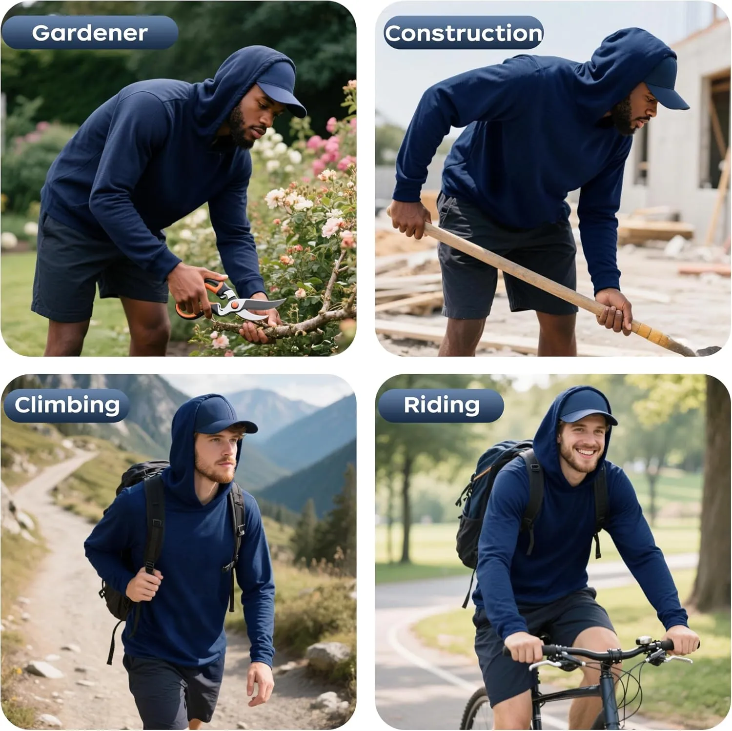 ProtectX High Visibility Sun Protection Lightweight Long Sleeve Hoodie, UPF 50  Quick-Dry, SPF UV Shirt, Active Wear