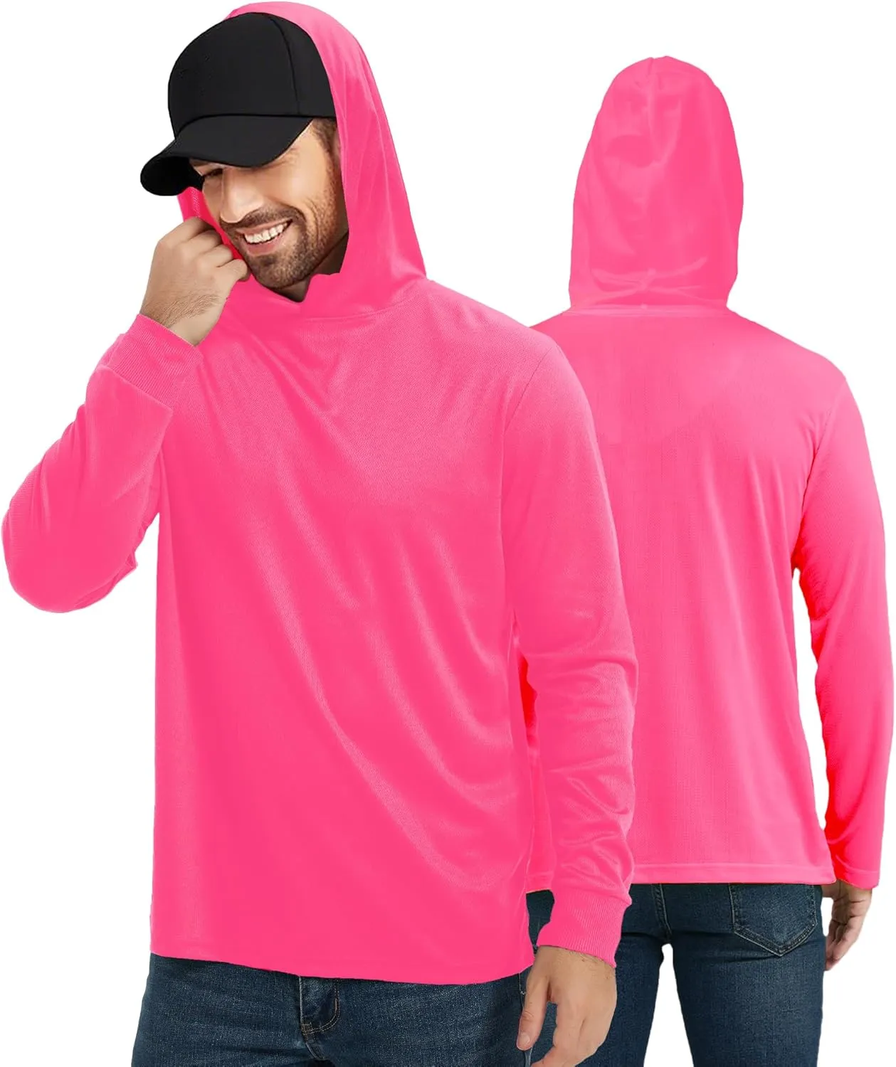ProtectX High Visibility Sun Protection Lightweight Long Sleeve Hoodie, UPF 50  Quick-Dry, SPF UV Shirt, Active Wear