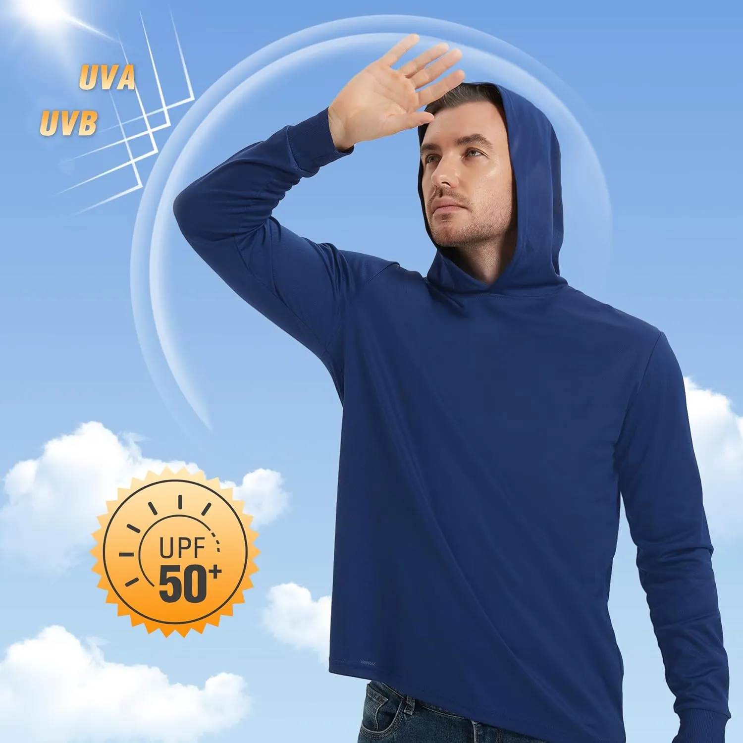 ProtectX High Visibility Sun Protection Lightweight Long Sleeve Hoodie, UPF 50  Quick-Dry, SPF UV Shirt, Active Wear