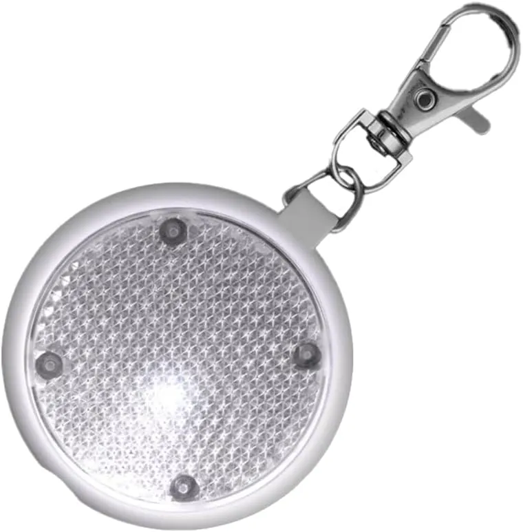 PSEKSFB-RND-WT White Round Personal Safety Emergency Keychain Set with Flashlight Blinkers