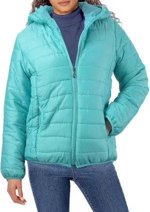 Puffer Jacket Womens Women's Quilted Lightweight Jackets Travel Full Zip Long Sleeve Puffy Coat with Hood Fall Casual