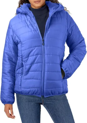 Puffer Jacket Womens Women's Quilted Lightweight Jackets Travel Full Zip Long Sleeve Puffy Coat with Hood Fall Casual