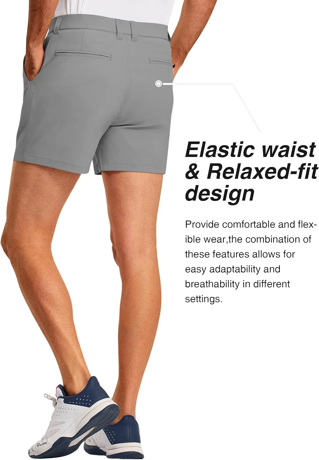 PULI Golf Shorts Men 5 Inch Inseam Stretch Casual Dress Shorts with Pockets Waterproof Lightweight Quick Dry
