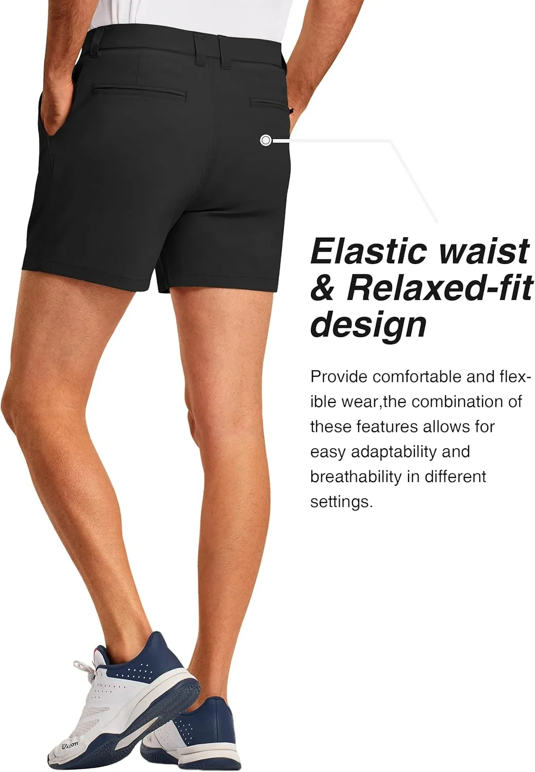 PULI Golf Shorts Men 5 Inch Inseam Stretch Casual Dress Shorts with Pockets Waterproof Lightweight Quick Dry