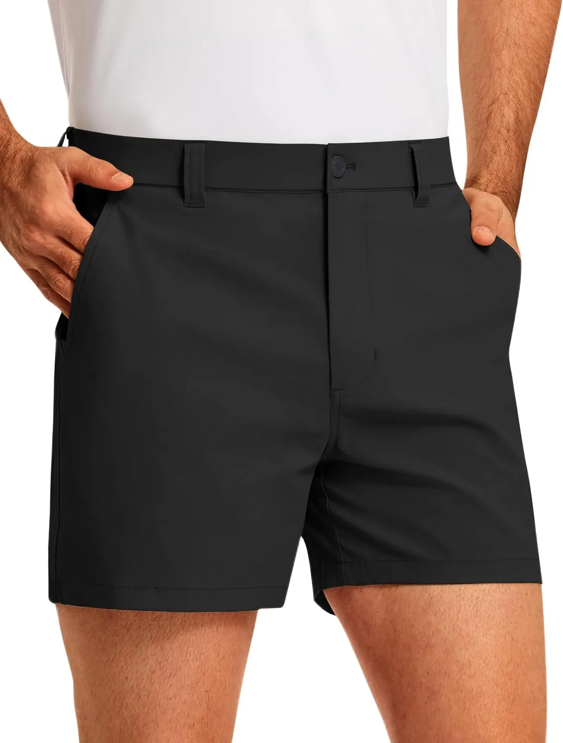 PULI Golf Shorts Men 5 Inch Inseam Stretch Casual Dress Shorts with Pockets Waterproof Lightweight Quick Dry