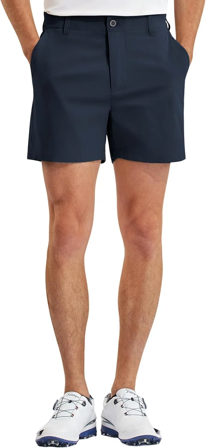 PULI Golf Shorts Men Relaxed Fit Stretch Dress Lightweight Casual Waterproof Travel Quick Dry Summer Shorts 5 Inch Inseam