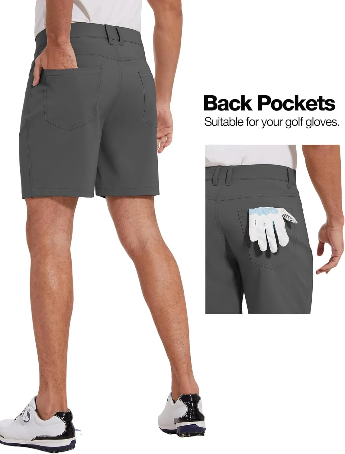PULI Golf Shorts Men Stretch Dress Lightweight Travel Relax Fit Casual Waterproof Quick Dry Summer Shorts 7 Inch Inseam