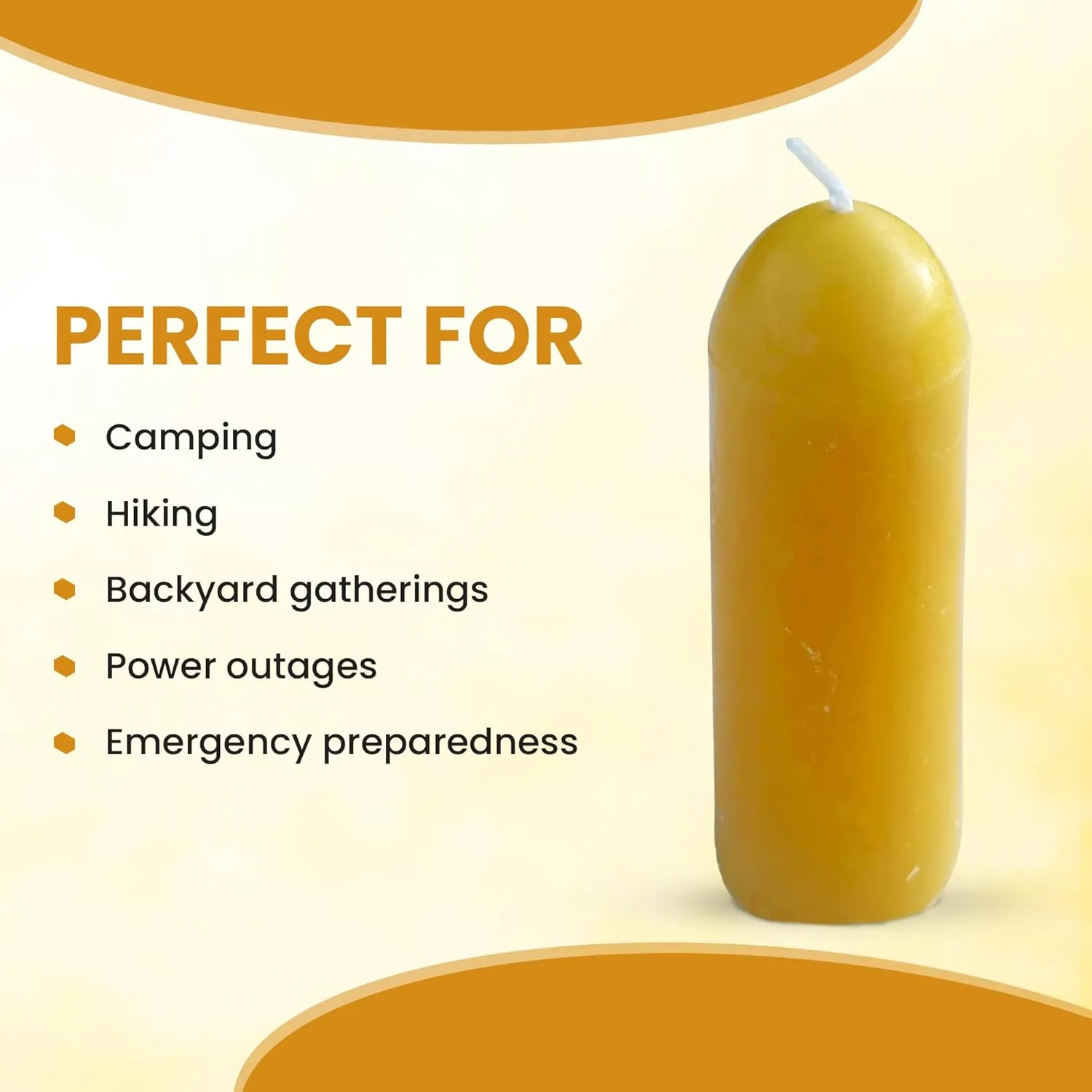 Pure Beeswax Lantern Candles - Emergency & Camping Candles - USA Beeswax - Lasts 12 Hours - Pack of 96