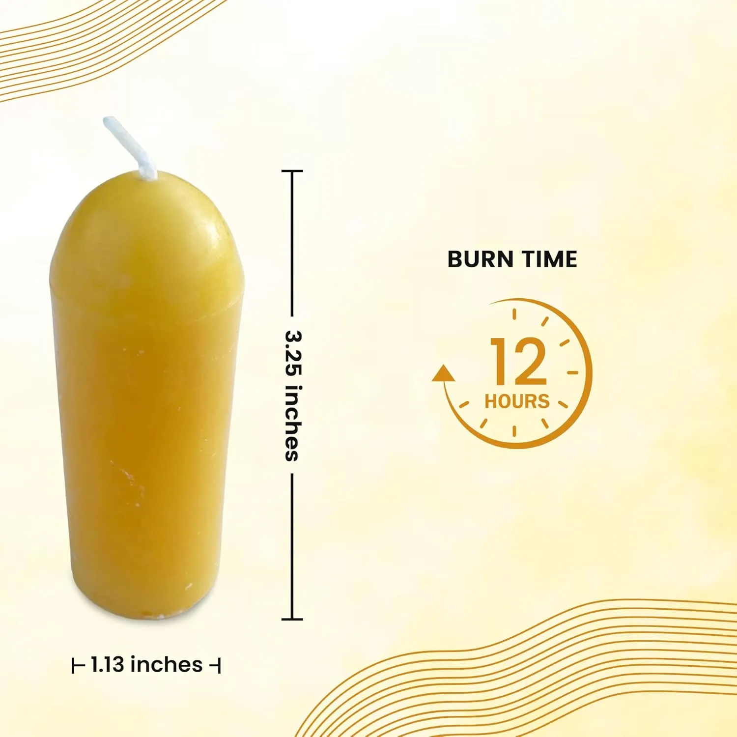 Pure Beeswax Lantern Candles - Emergency & Camping Candles - USA Beeswax - Lasts 12 Hours - Pack of 96