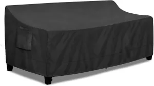 PureFit Outdoor Couch Cover Waterproof Patio Sofa Furniture Covers, 4-Seater Outdoor Cover with Air Vent and Handles, 104W x 40D x 35H Inches, Black