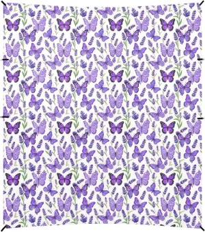 Purple Lavender with Butterflies Foldable Beach Canopy UPF50  Easy Setup Large Portable Sun Shelter with Sandbags, Sand Shovel, Poles for Backyard and Camping