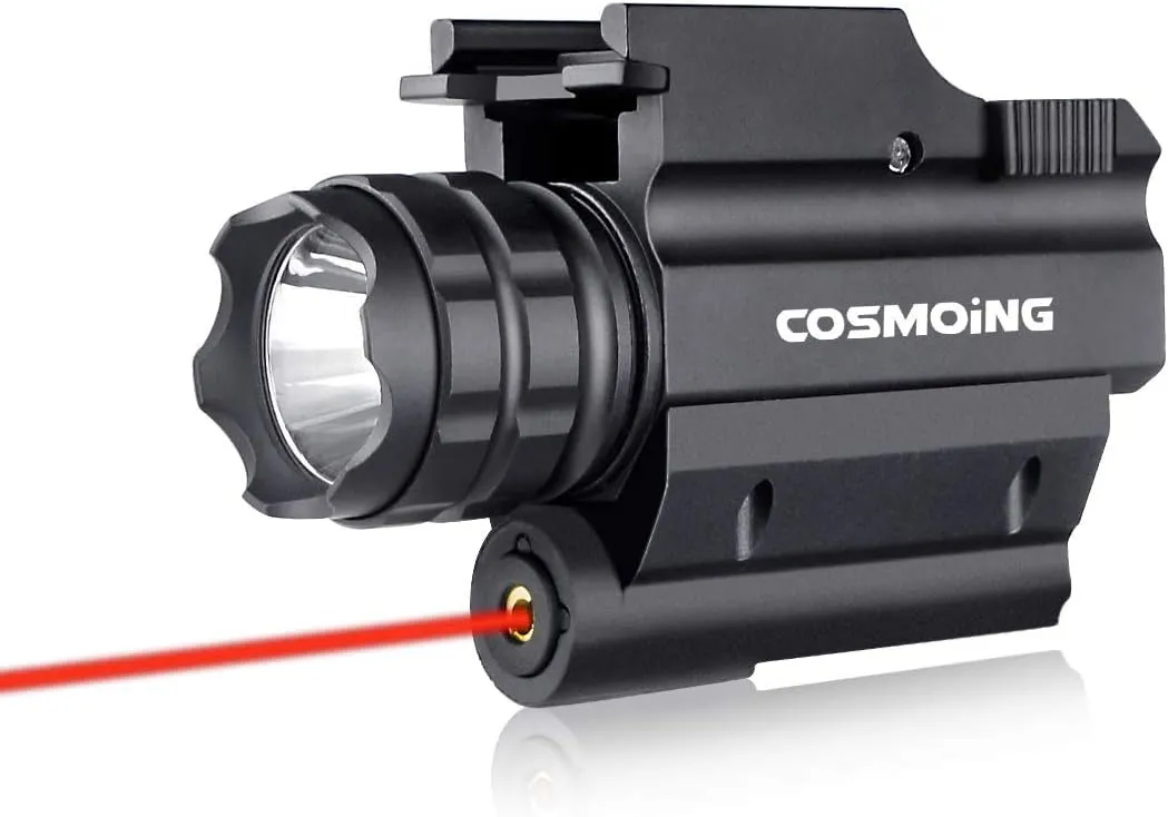 Rail Mounted Pistol Red Laser Light Combo (Laser Sight Combo) & 600 Lumen Strobe Pistol Flashlight Rail Mount Gun Flashlight with Quick Release for Pistols Handguns,Gun Light,Pistol,Rifles