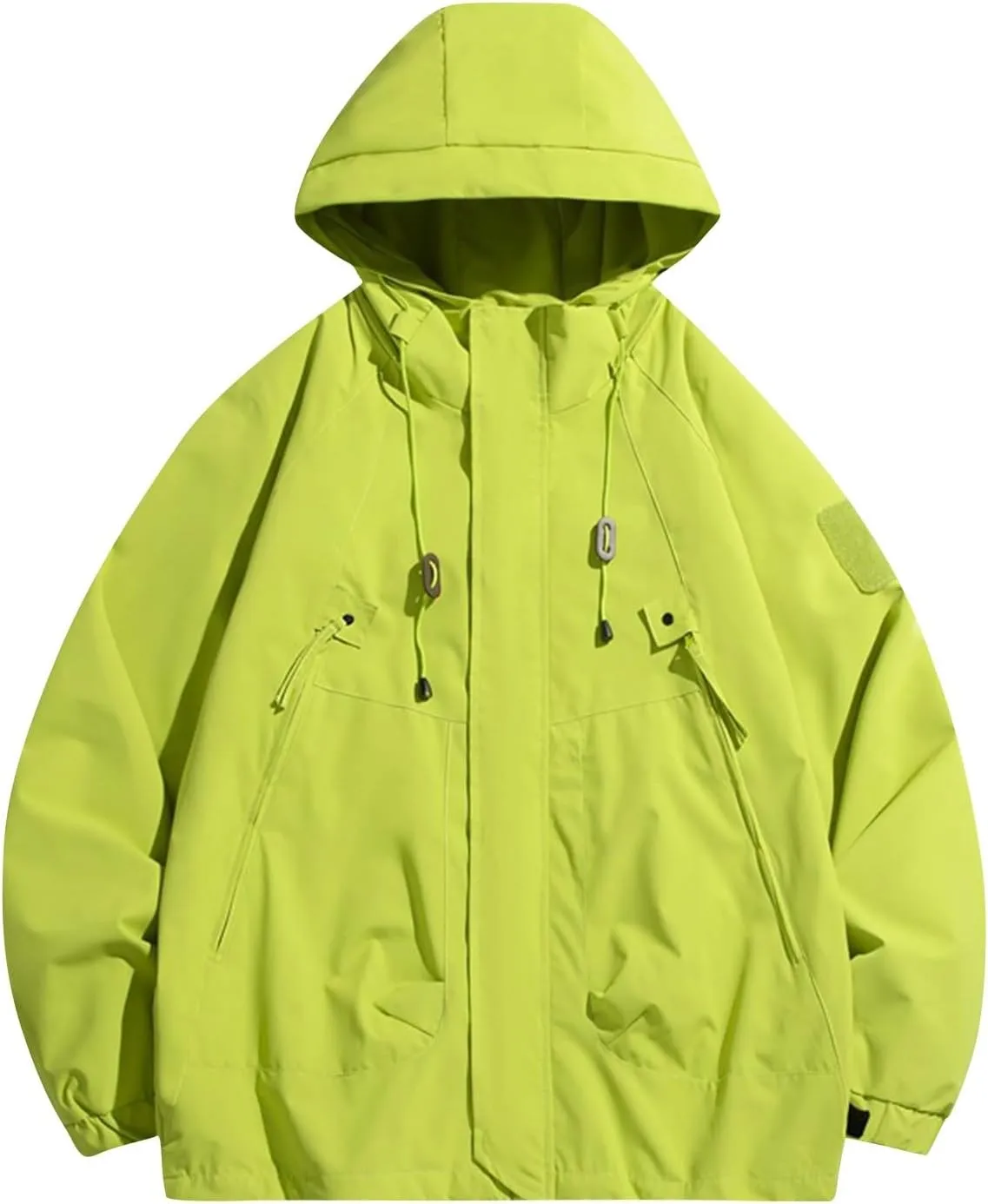Rain Jacket Men Drawstring Lightweight Waterproof Rain Coats Poncho Sun Protective Outdoor Jacket with Hooded