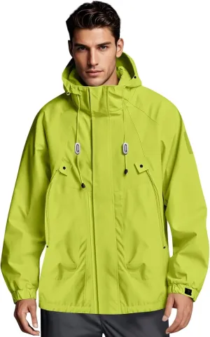 Rain Jacket Men Drawstring Lightweight Waterproof Rain Coats Poncho Sun Protective Outdoor Jacket with Hooded