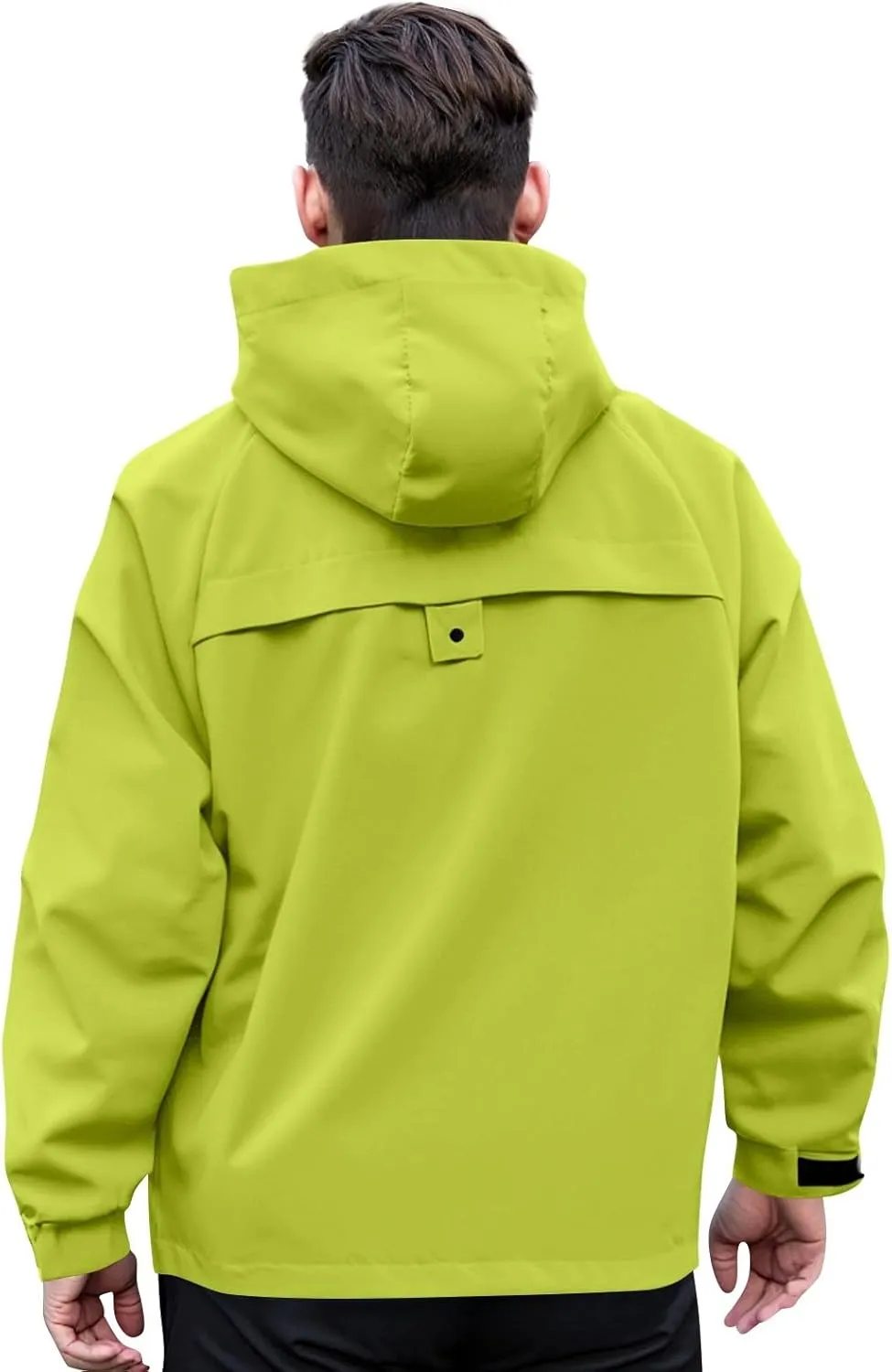 Rain Jacket Men Drawstring Lightweight Waterproof Rain Coats Poncho Sun Protective Outdoor Jacket with Hooded