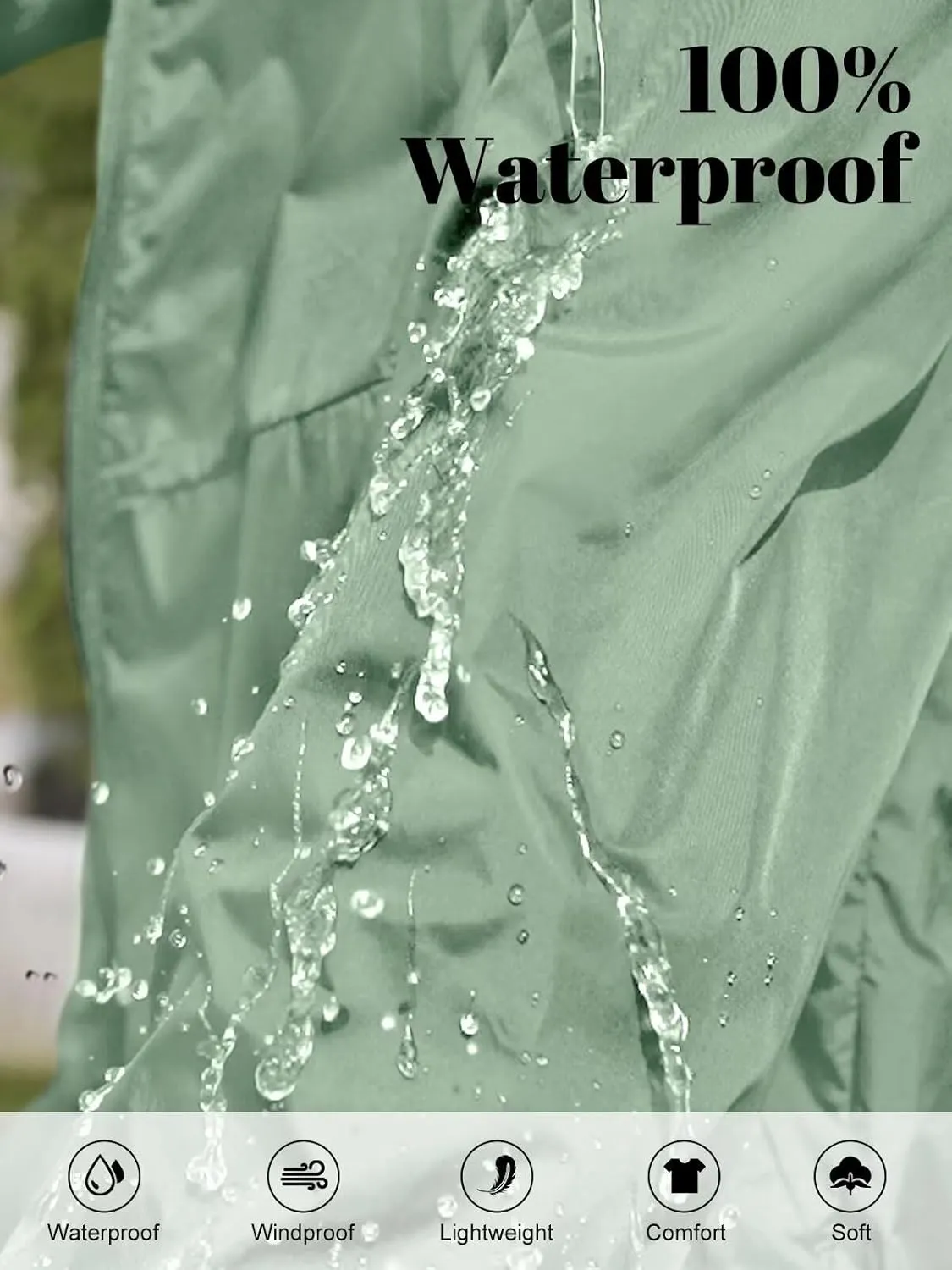 Rain Jacket Women Waterproof Lightweight Jacket With Hood Packable Raincoat With Pocket S-XXL