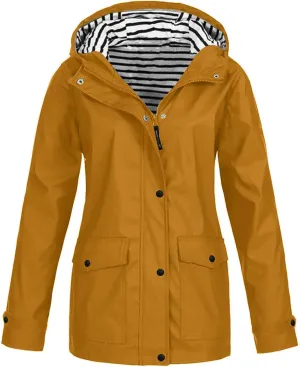 Rain Jacket Women Zip Up Casual Hoodies Lightweight Windbreaker Jackets Long Sleeve Lightweight Long Hooded Raincoat