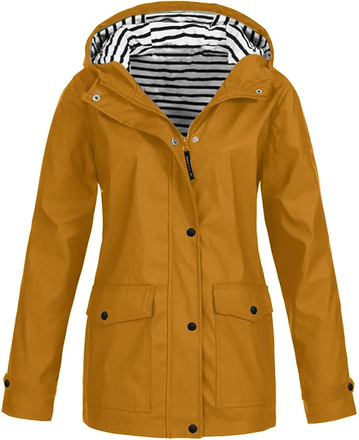 Rain Jacket Women Zip Up Casual Hoodies Lightweight Windbreaker Jackets Long Sleeve Lightweight Long Hooded Raincoat