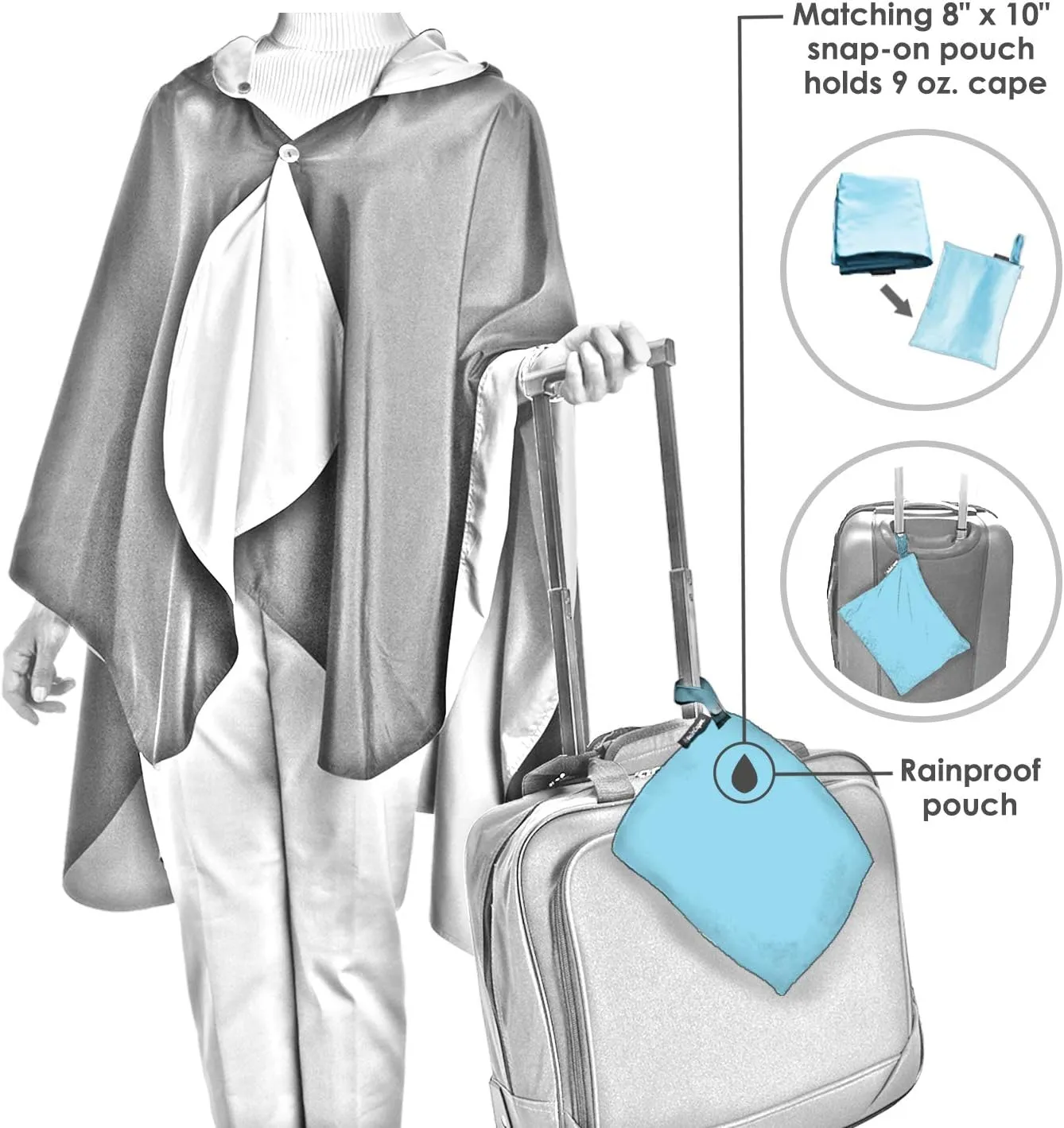 RainCaper Womens Rain Cape Poncho Coat Waterproof with Hood Reversible Fine Art