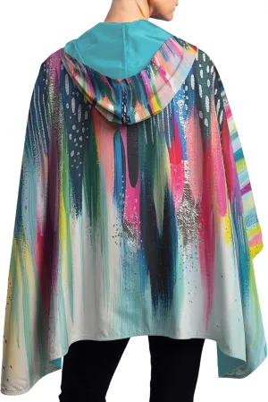 RainCaper Womens Rain Cape Poncho Coat Waterproof with Hood Reversible Fine Art