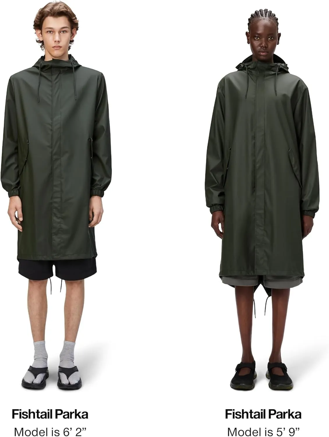 RAINS Fishtail Parka Coat for Men and Women - Waterproof jacket with Elasticated cuffs
