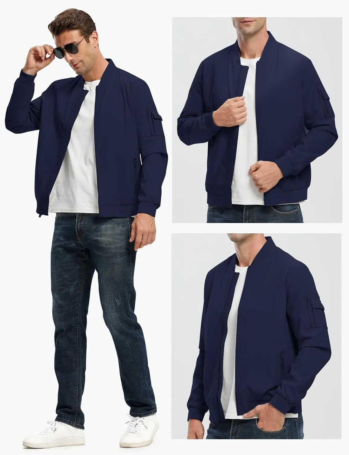 Rdruko Men's Lightweight Bomber Jacket Causal Fashion Stylish Windbreaker Light Jacket