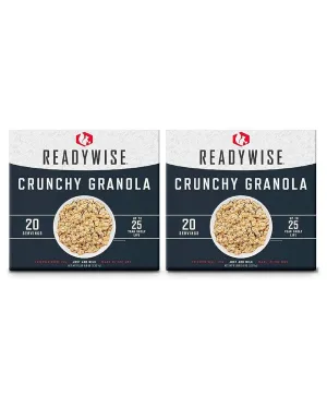 READYWISE - Crunchy Granola, 40 Servings, 2 Box Kit, Freeze Dried Food, MRE, Emergency Kit, for Hiking, Camping Essentials, Hurricane Preparedness Items, & Food Storage, 25-Year Shelf Life
