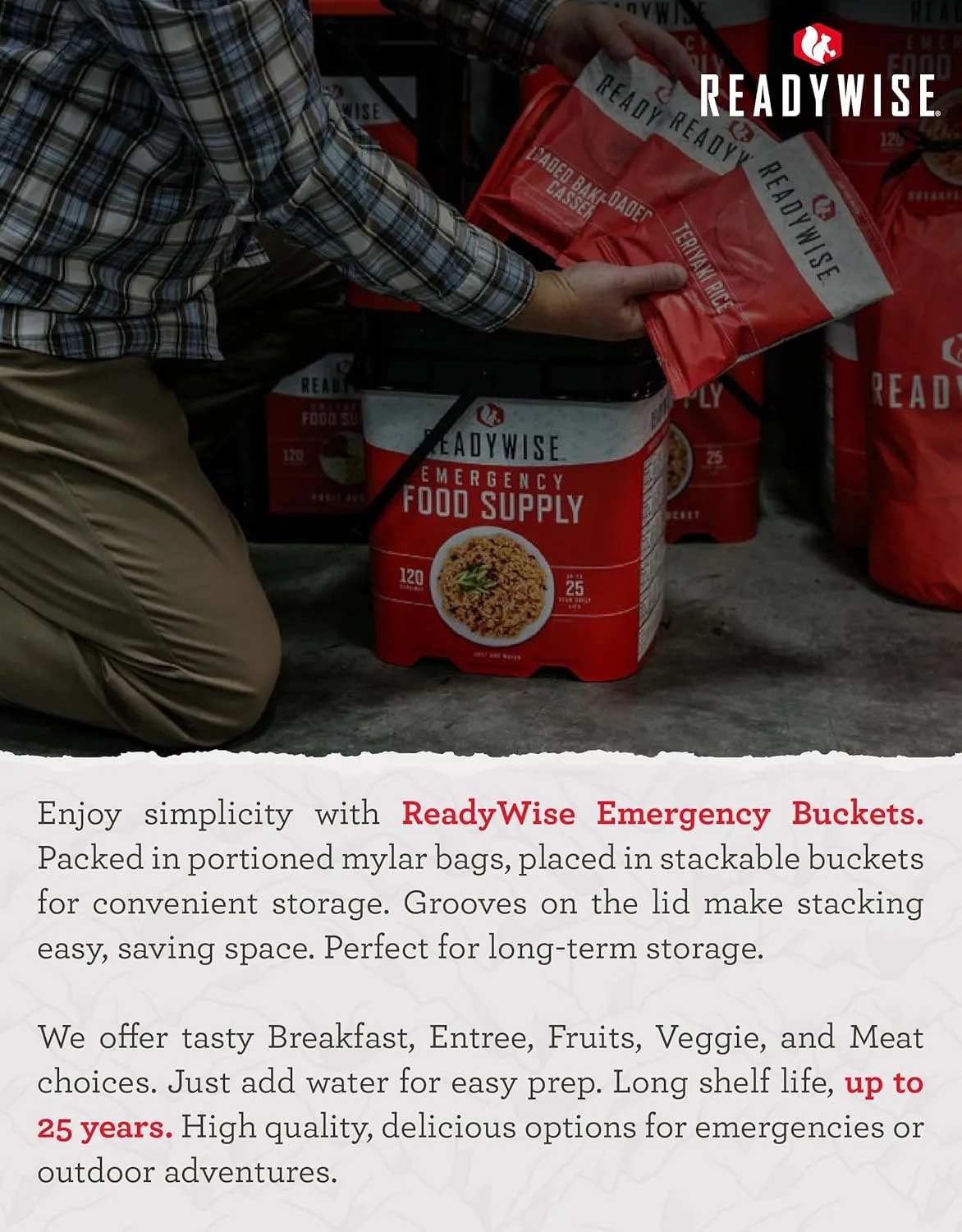 READYWISE - Crunchy Granola, 40 Servings, 2 Box Kit, Freeze Dried Food, MRE, Emergency Kit, for Hiking, Camping Essentials, Hurricane Preparedness Items, & Food Storage, 25-Year Shelf Life