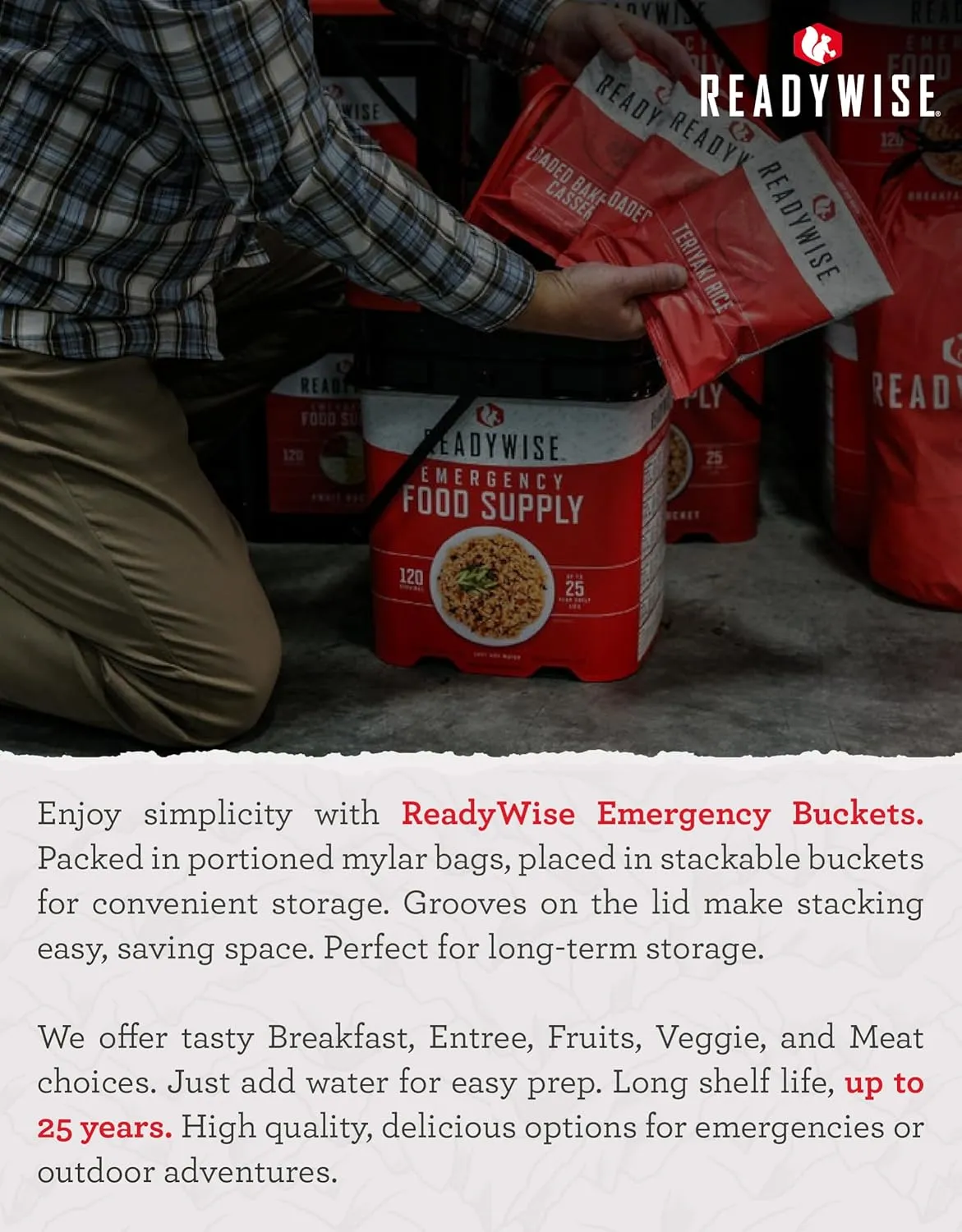 READYWISE -Favorites Sample Kit, 100 Servings, MRE, Emergency Food Supply, Premade, Freeze Dried Food, Survival Meal, Hiking, Adventure & Camping Essentials, Emergency Preparedness, 25-Year Shelf Life
