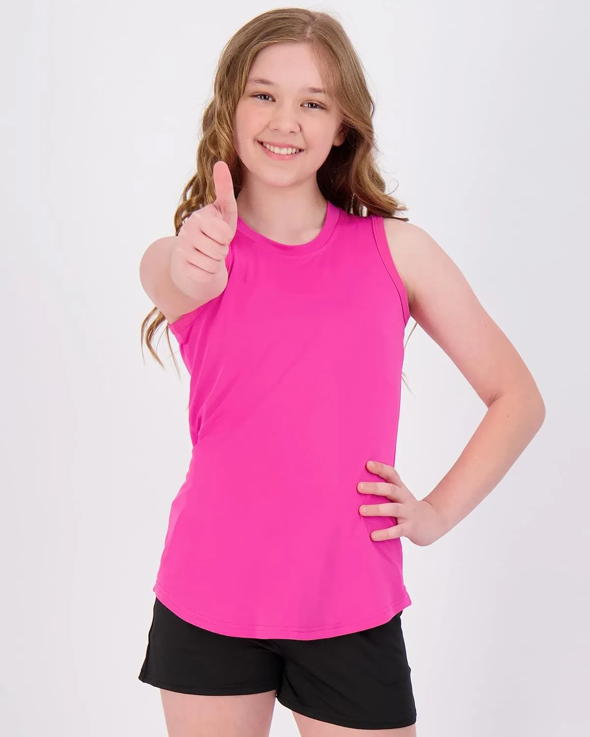 Real Essentials 4 Pack: Girls Active Dry Fit Performance Tank Top
