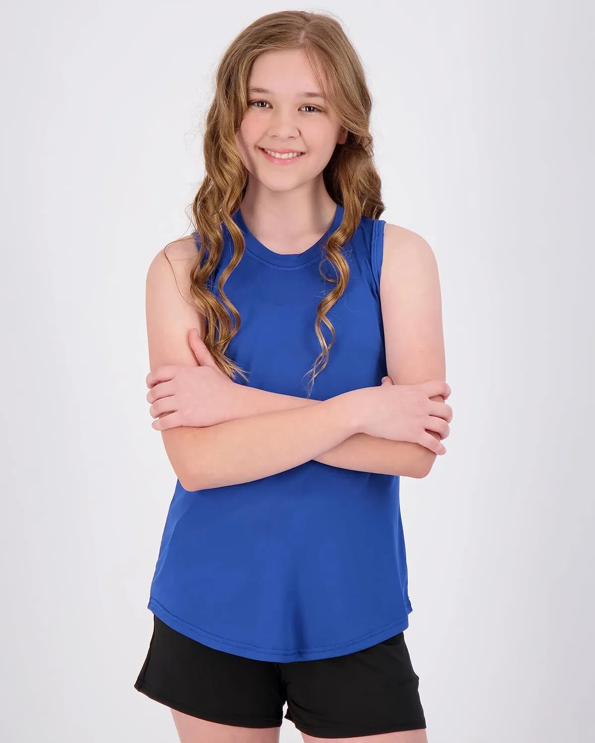 Real Essentials 4 Pack: Girls Active Dry Fit Performance Tank Top
