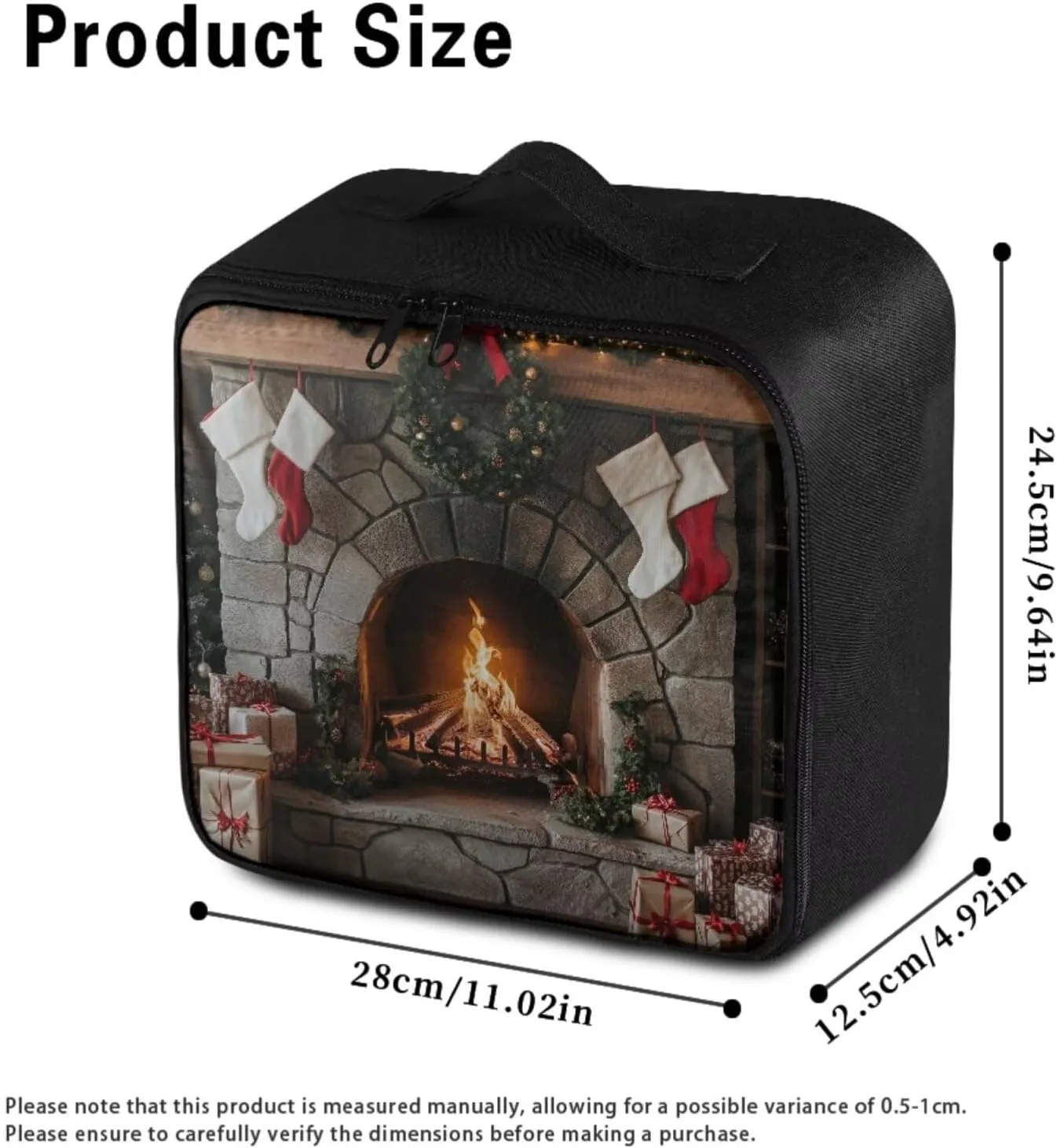 Realistic Fireplace Print Medicine Storage Bag Empty-Emergency Trauma Kit-Meds Organizer-Family First Aid Kit,Ideal for Home-Travel-Dorm-Workplace-Car-Camping,No Accessories Included