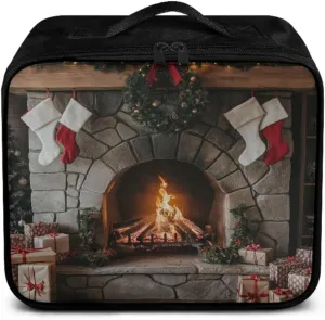 Realistic Fireplace Print Medicine Storage Bag Empty-Emergency Trauma Kit-Meds Organizer-Family First Aid Kit,Ideal for Home-Travel-Dorm-Workplace-Car-Camping,No Accessories Included