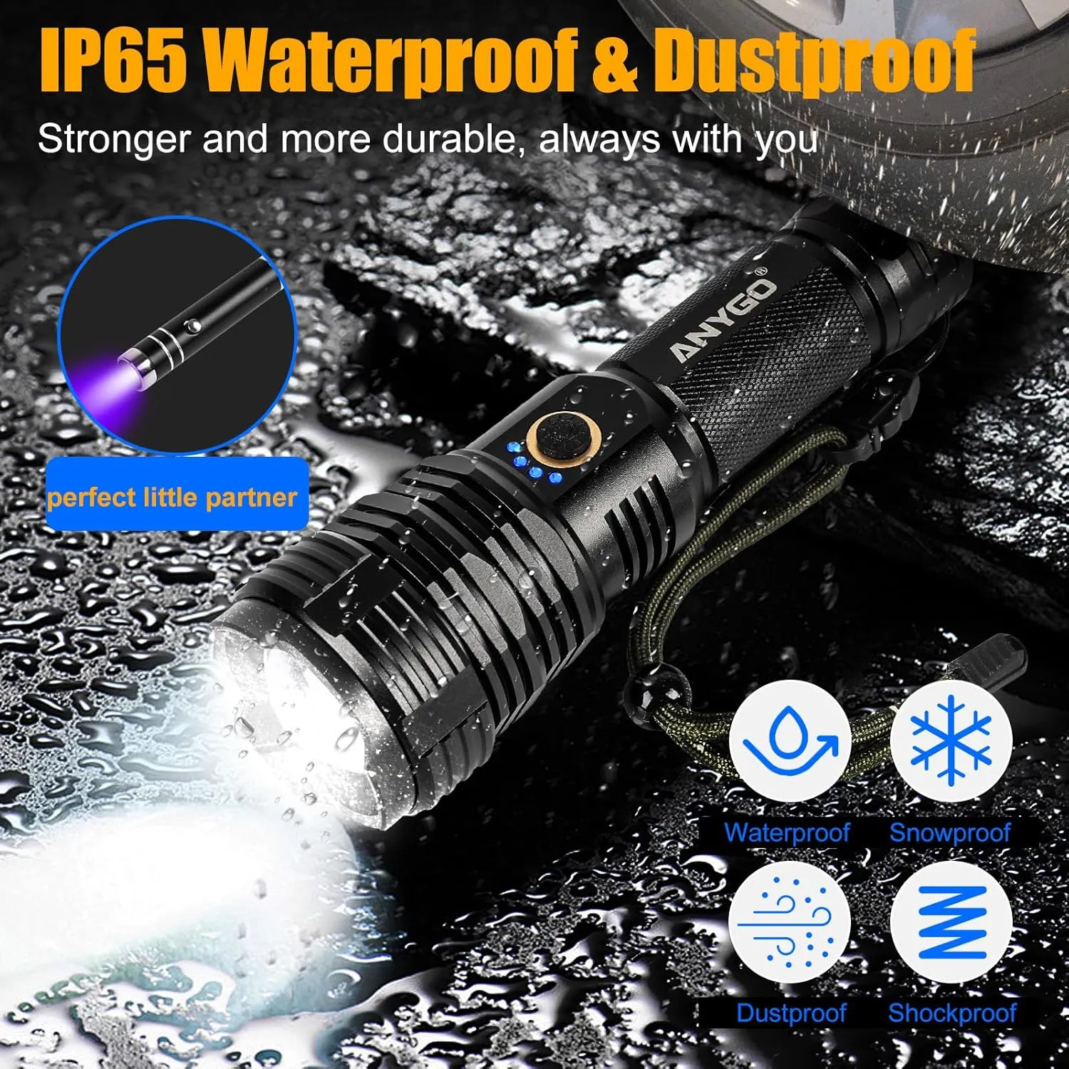 Rechargeable Flashlight High Lumens, 500000LM Super Bright LED Flash Light USB C, 5 Modes, Multi-functional Flash Light High Beam, High Powerd Zoomable linterna for Emergencies, Home and Camping
