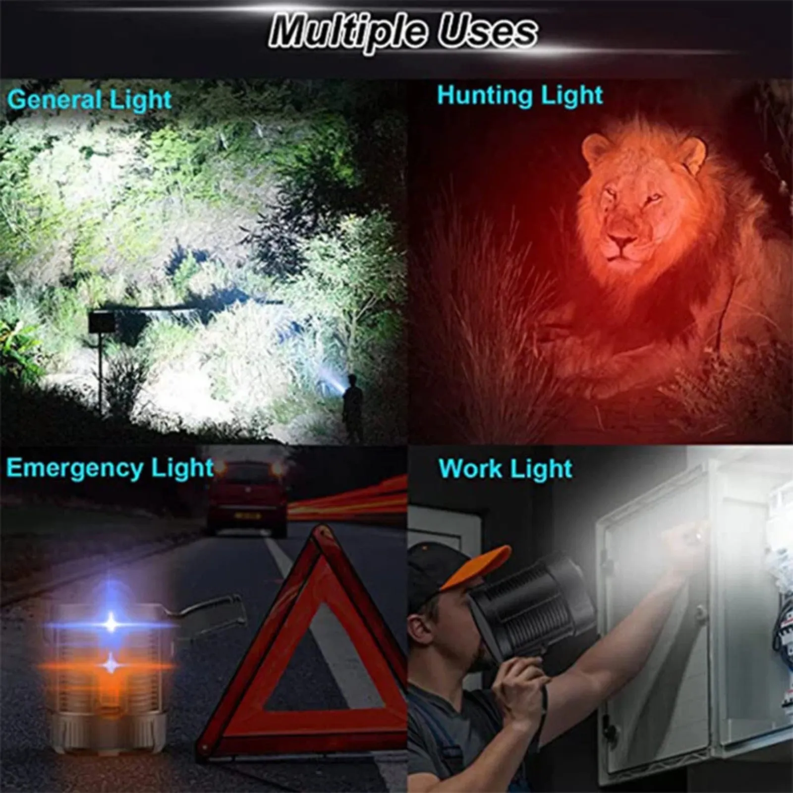 Rechargeable Handheld Torch Work Light 200000 Lm LED Searchlight Spotlight USB
