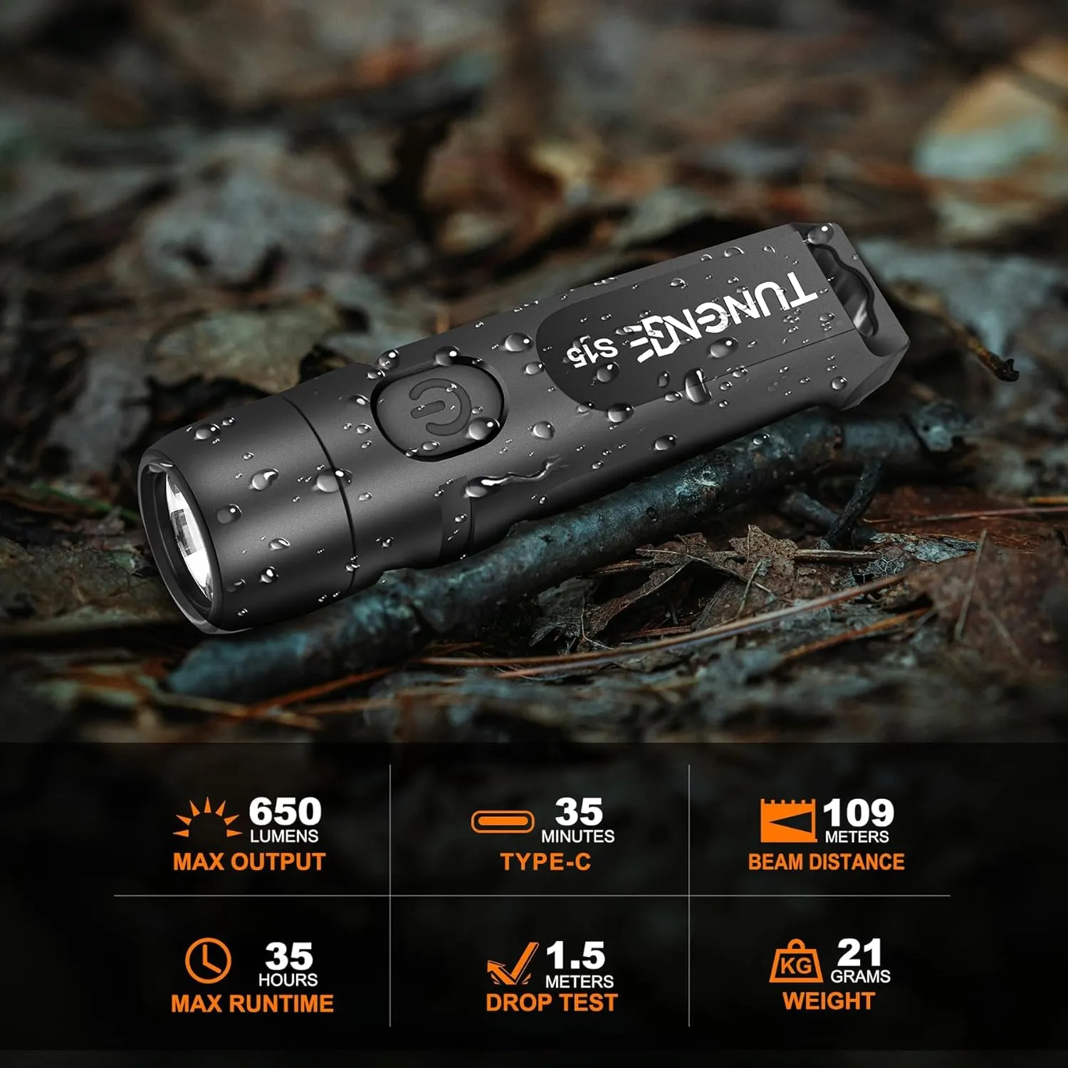Rechargeable Keychain Flashlights, 650 High Lumens EDC Pocket Flashlights, Mini Flashlight Be Used for Camping Outdoors Emergency（Black）
