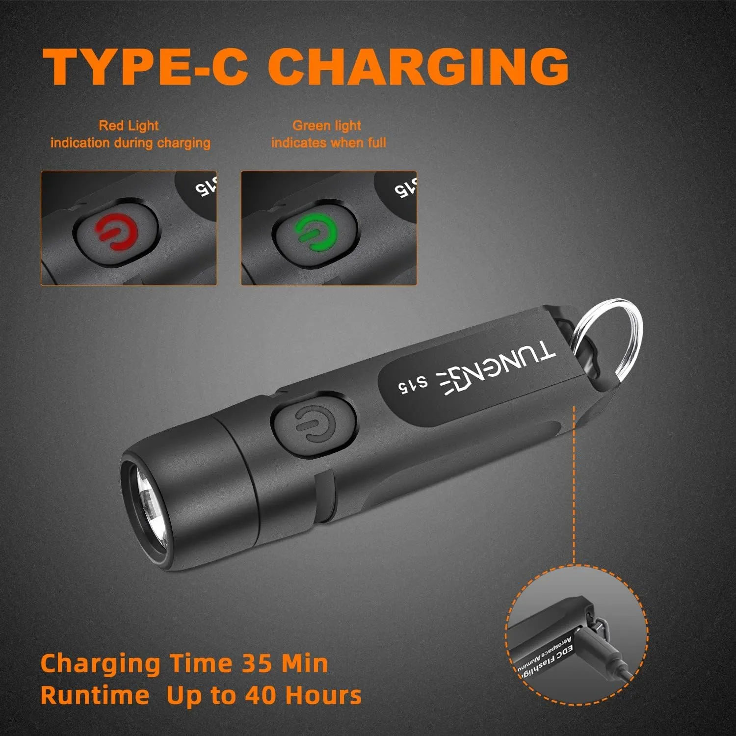 Rechargeable Keychain Flashlights, 650 High Lumens EDC Pocket Flashlights, Mini Flashlight Be Used for Camping Outdoors Emergency（Black）