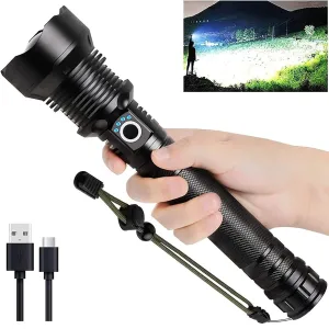 Rechargeable LED Flashlights High Lumens, 990,000 Lumens Super Bright Flashlight with 5 Modes & Waterproof, Powerful Handheld Flashlight for Camping Emergencies