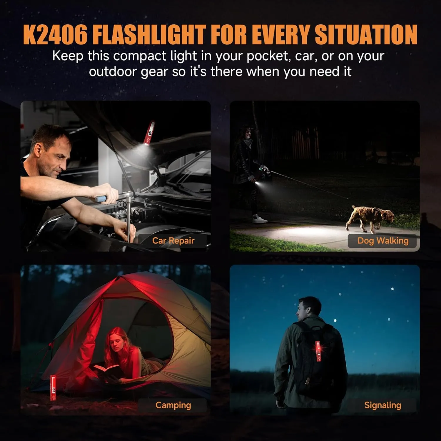 Rechargeable Tactical Flashlights High Lumens - Super Bright Small Powerful LED Magnetic USB C Flashlight, 8 Modes, Dual Button Waterproof Pocket Flash Light for Emergency, Car (2, Red)