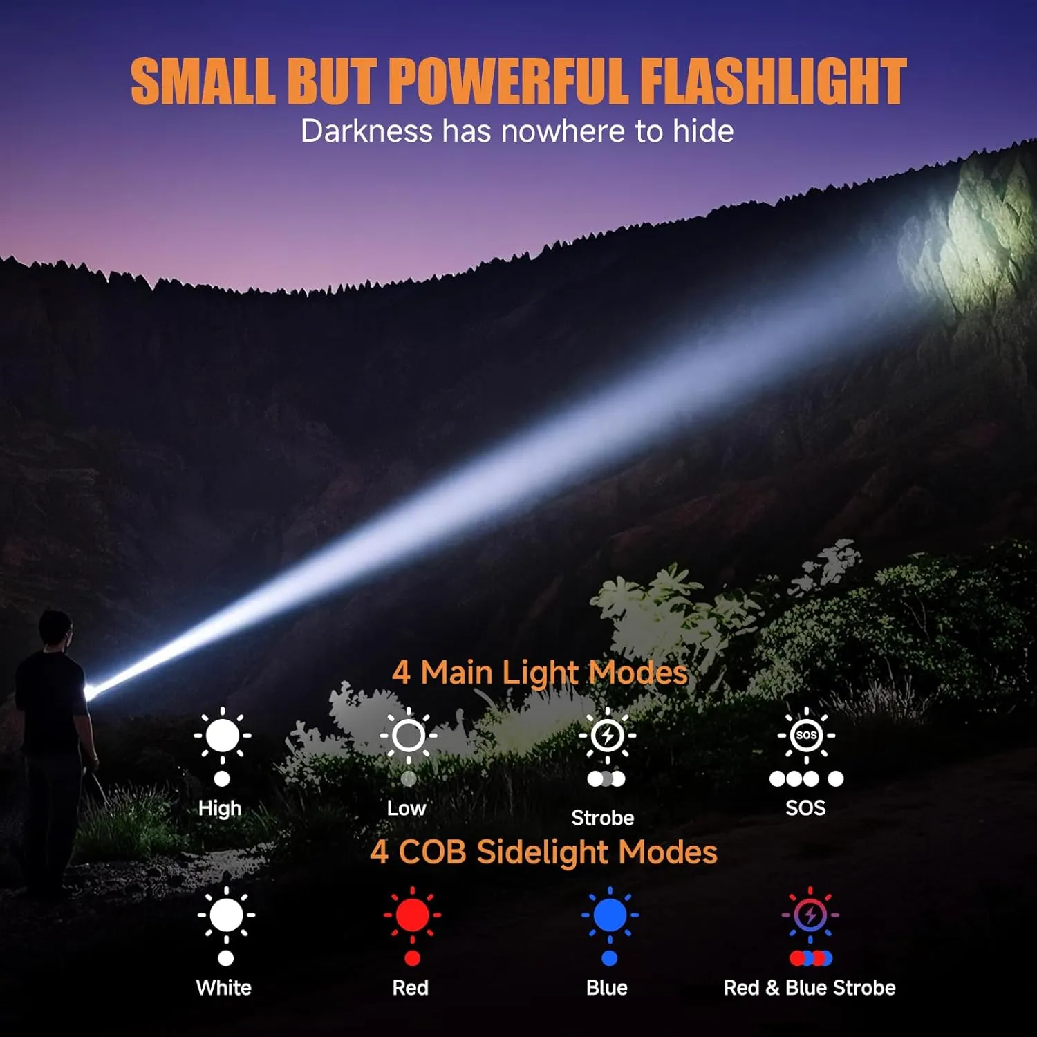 Rechargeable Tactical Flashlights High Lumens - Super Bright Small Powerful LED Magnetic USB C Flashlight, 8 Modes, Dual Button Waterproof Pocket Flash Light for Emergency, Car (2, Red)