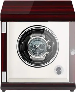 Rechargeable Vertical Watch Winder for Automatic Watches, Single Shaker, Silent Motor, LED Light, 5 Speed Control, Wear-Resistant Microfiber Leather, Piano Finish