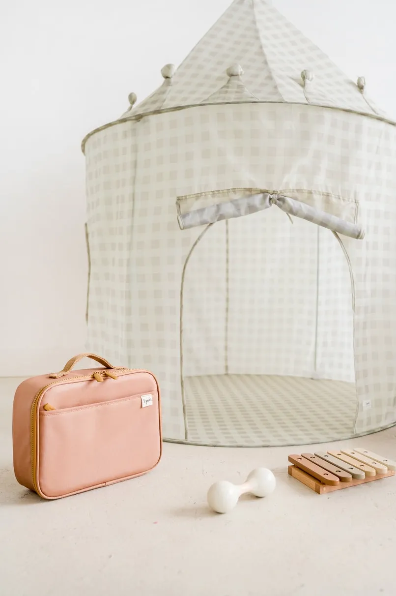Recycled Fabric Play Tent Castle 3 Sprouts Gingham Beige