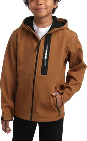 Reebok Boys' Jacket - Lightweight Polar Fleece Lined Softshell Jacket with Hood - Weather Resistant Jacket for Boys (8-20)