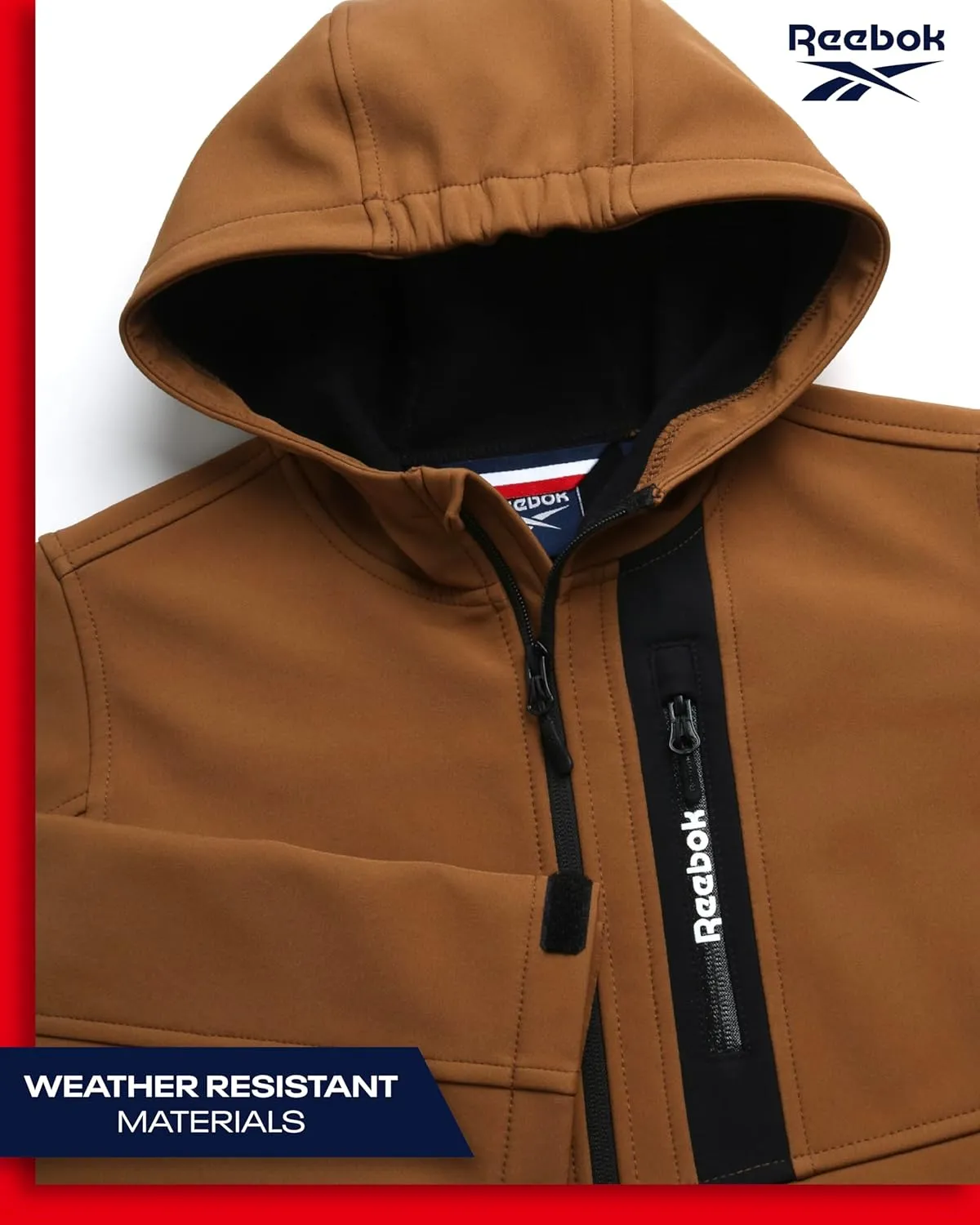 Reebok Boys' Jacket - Lightweight Polar Fleece Lined Softshell Jacket with Hood - Weather Resistant Jacket for Boys (8-20)