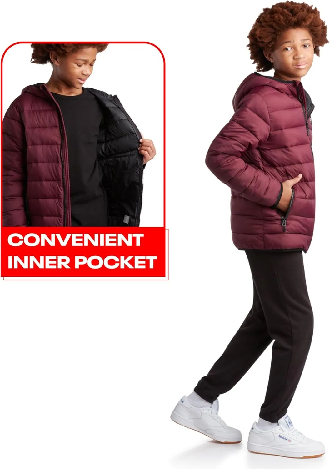 Reebok Boys’ Jacket – Water Resistant Midweight Quilted Puffer Coat – Insulated Outerwear Down Coat for Boys (4-20)