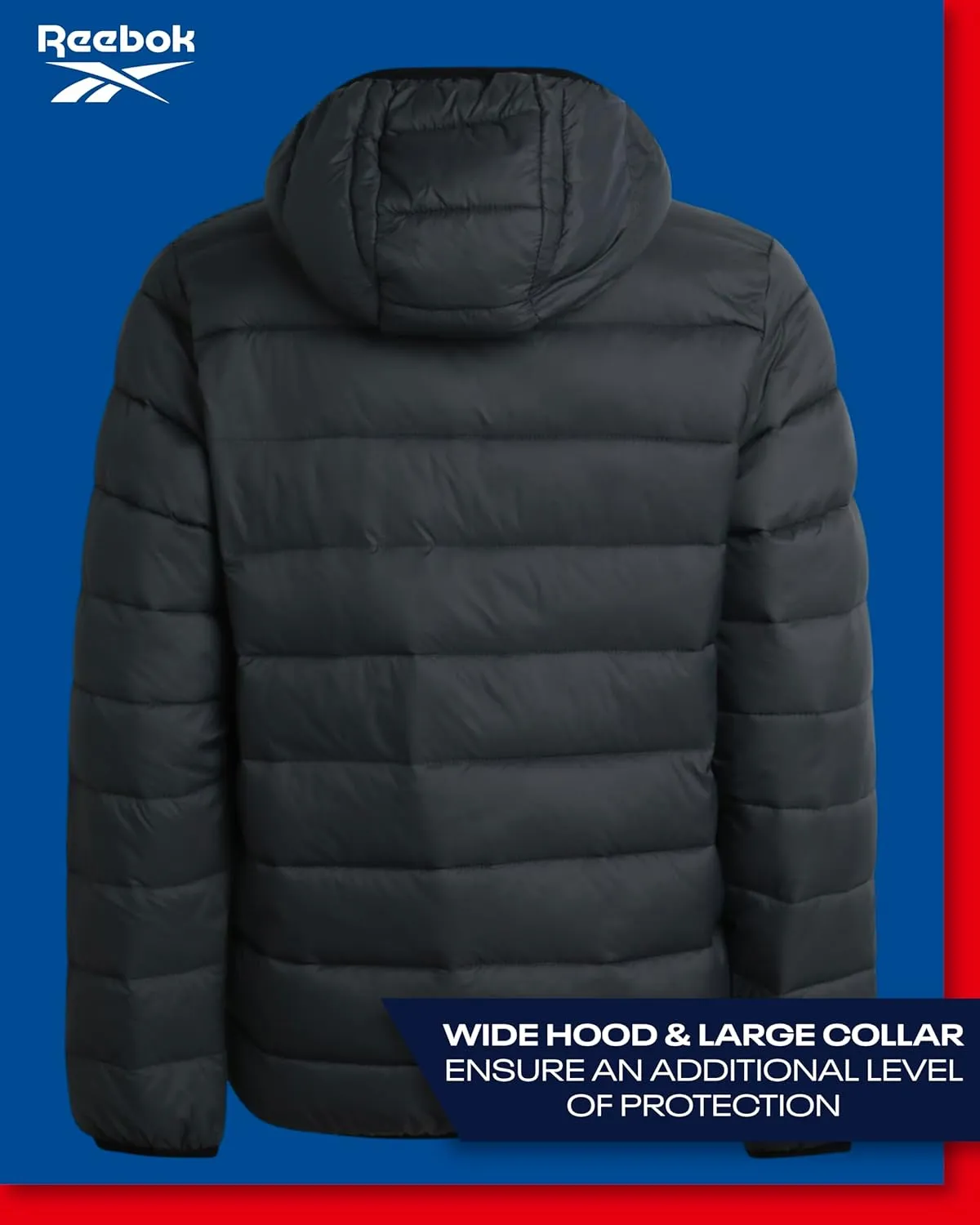 Reebok Boys’ Jacket – Water Resistant Midweight Quilted Puffer Coat – Insulated Outerwear Down Coat for Boys (4-20)