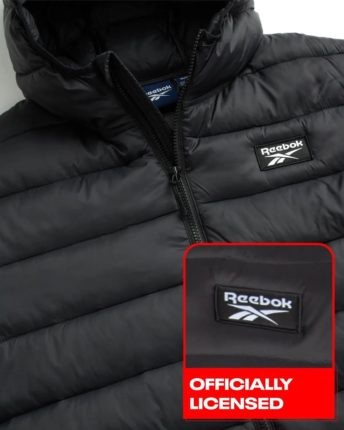 Reebok Mens Jacket - Lightweight Hooded Quilted Puffer Coat - Warm Insulated Winter Jacket for Men (S-4X)