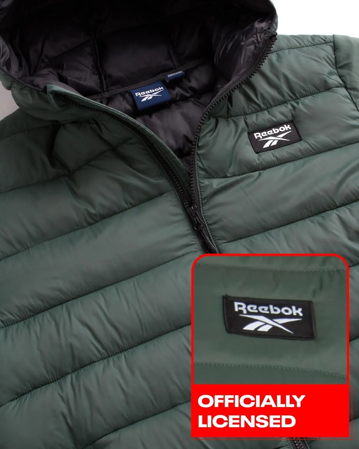 Reebok Mens Jacket - Lightweight Hooded Quilted Puffer Coat - Warm Insulated Winter Jacket for Men (S-4X)